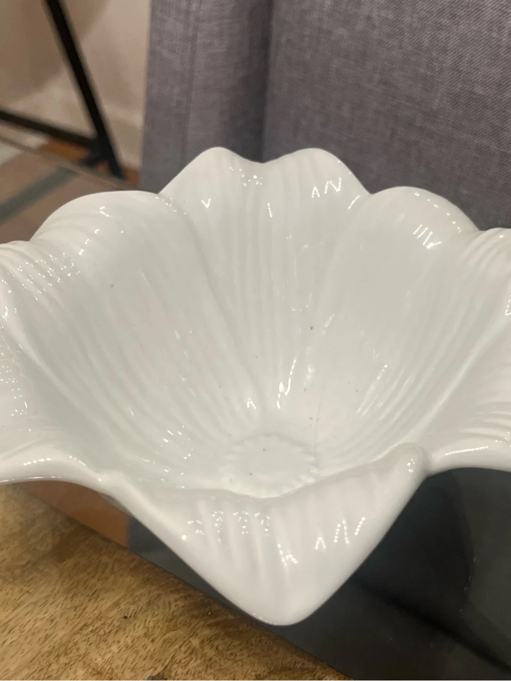Pier 1 White Floral Ceramic Serving Bowl - Elegant Home Dining